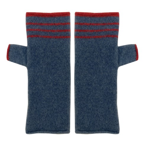 three striped gloves denim blue
